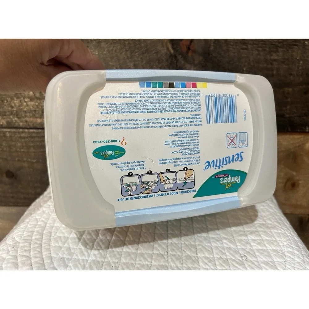 Sensitive Pampers Baby Wipes Container Reusable Holder Tub White Empty